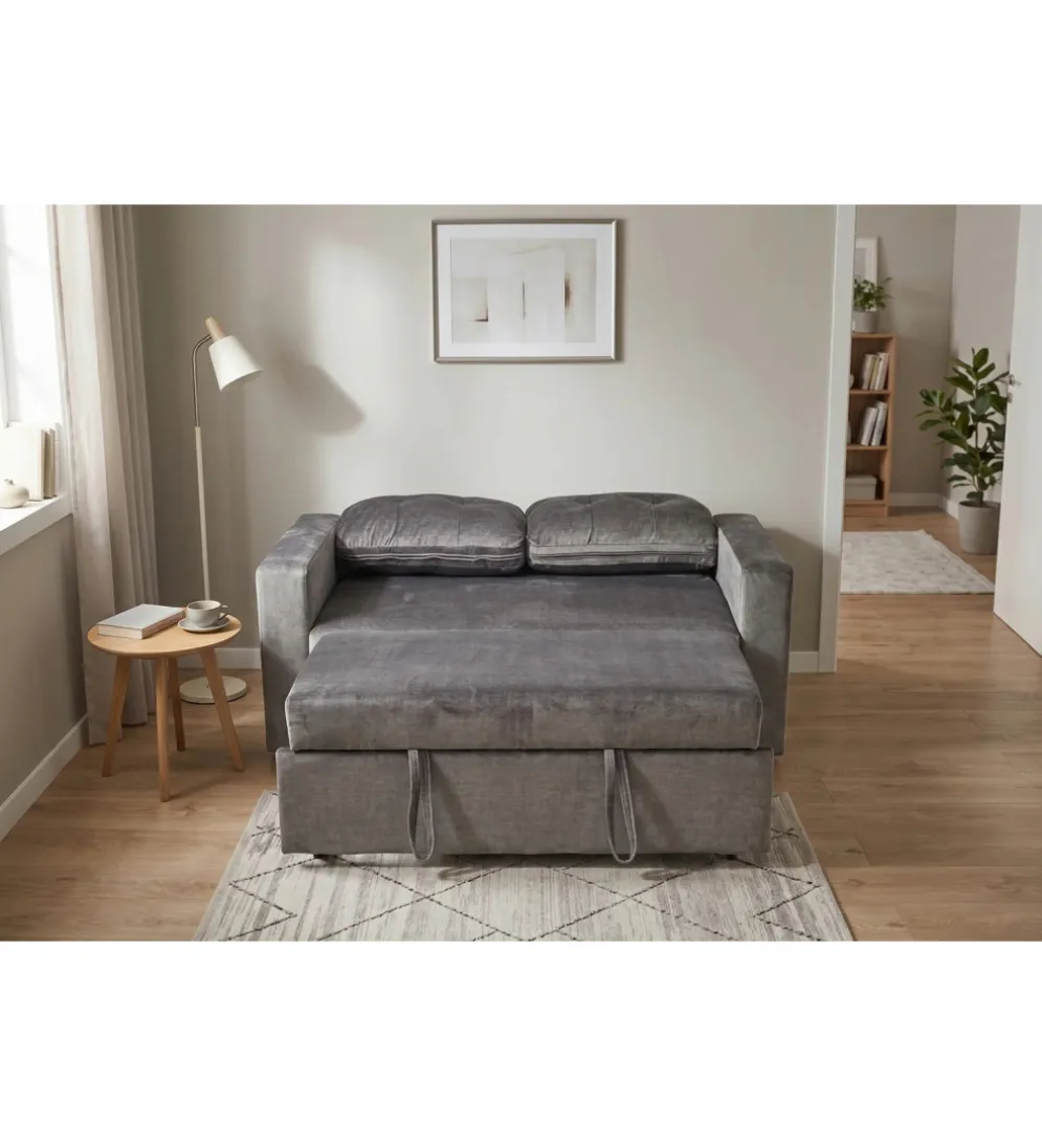 Sofa SMART 140 cm z funkcją spania welwet szary