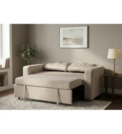 Sofa SMART 140 cm z funkcją spania welwet chmpagne beżowa