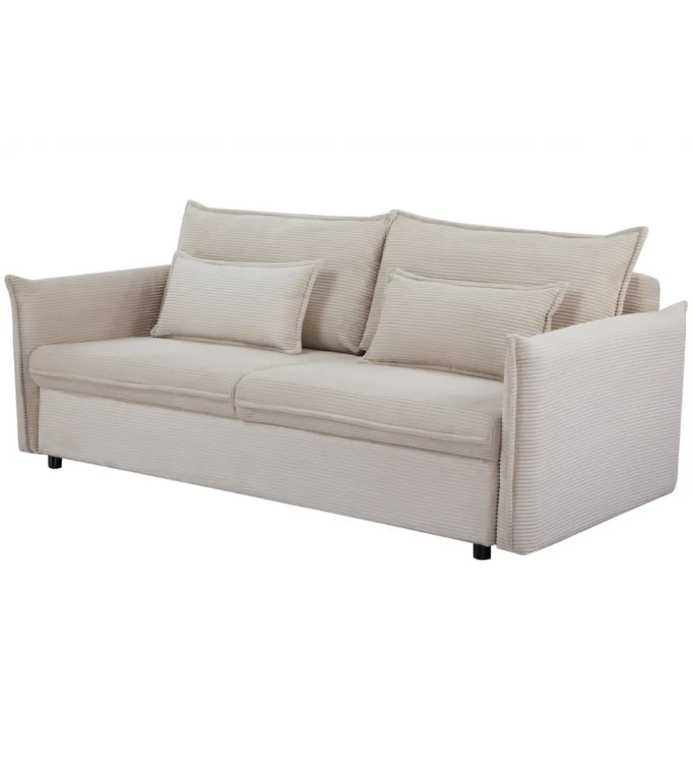 Sofa z funkcją spania APARTMENT 215 cm cord beżowy