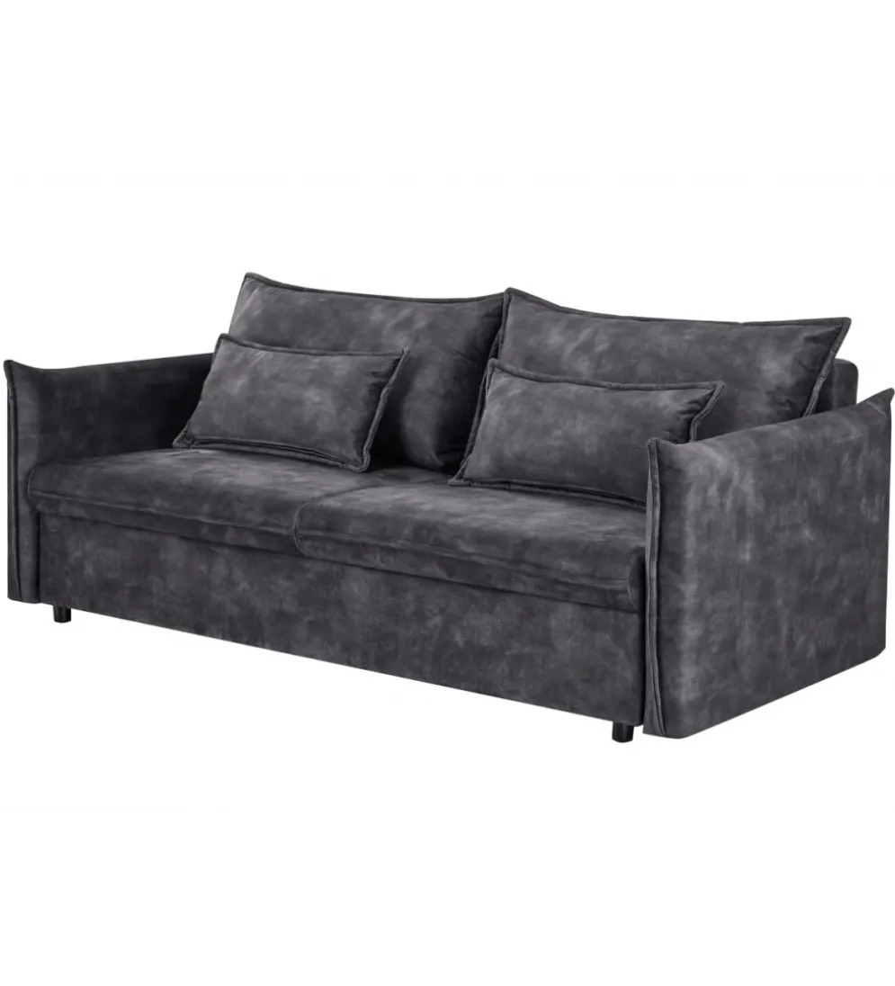 Sofa z funkcją spania APARTMENT 215 cm welur szara