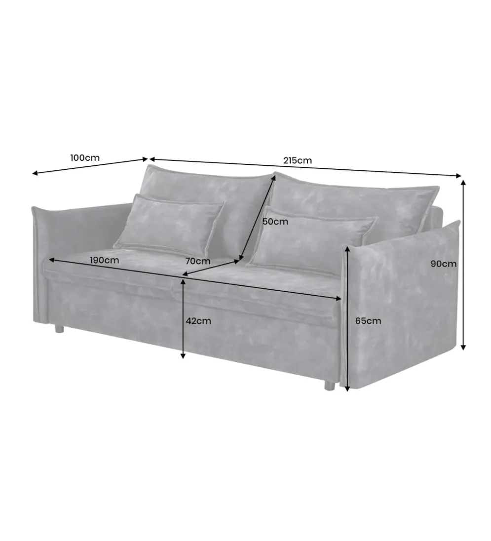 Sofa z funkcją spania APARTMENT 215 cm welur szara