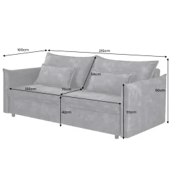 Sofa z funkcją spania APARTMENT 215 cm welur musztardowa