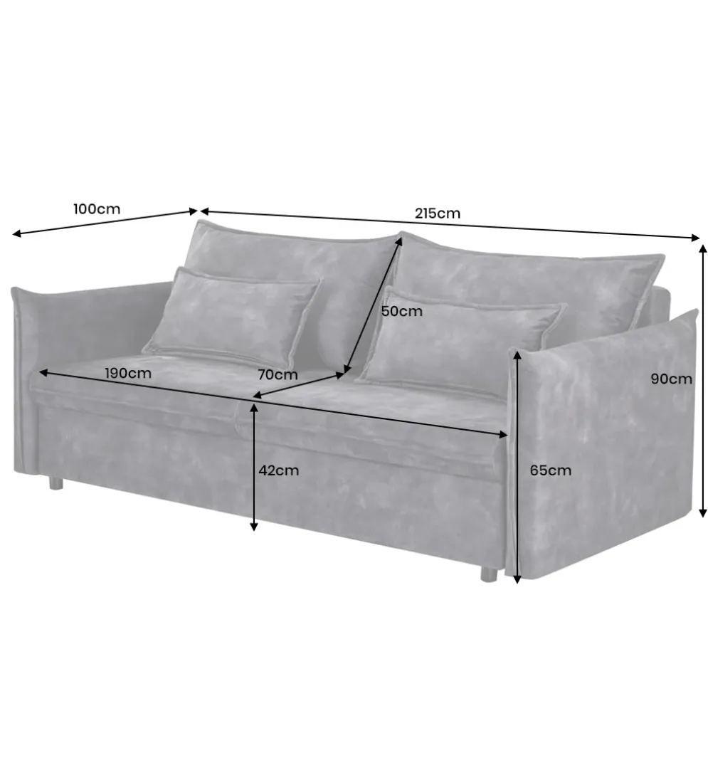 Sofa z funkcją spania APARTMENT 215 cm welur musztardowa