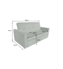 Sofa z funkcją spania SMART 180 cm cord zielony