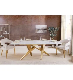 Stół ART LIVING 200 cm blat ceramika w optyce białego marmuru