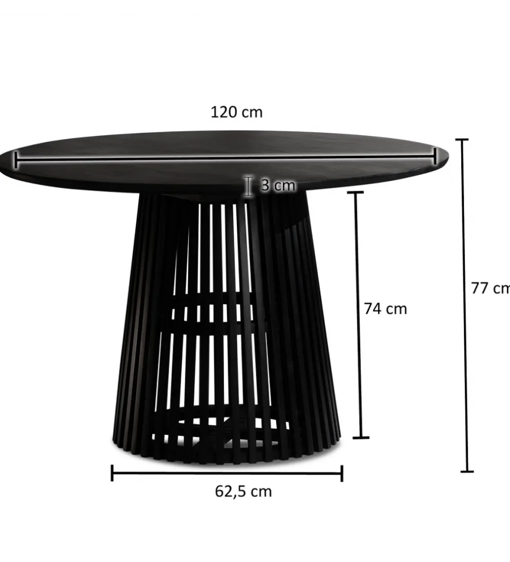 Stół do jadalni WOHNLING 120 cm drewno mango czarny