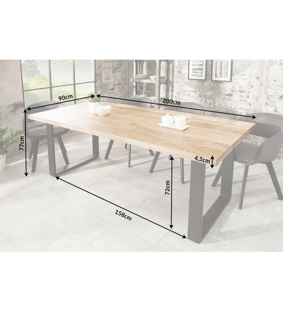 Stół Factory Iron Craft 200 cm drewno Mango