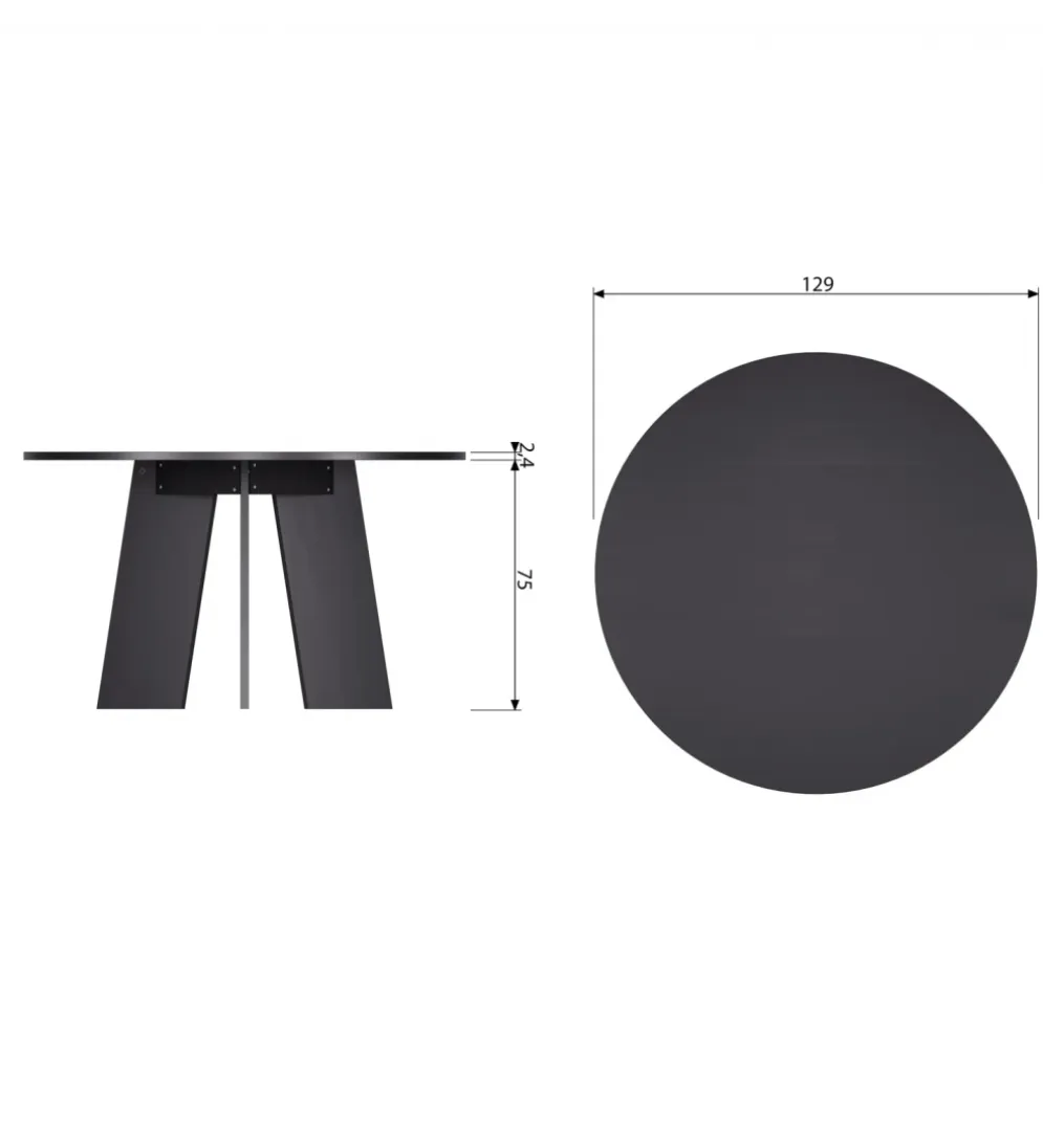 Stół FRIES 129 cm drewno dębu czarny