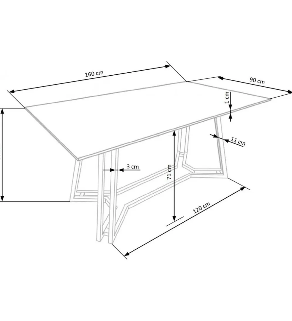 Stół KONAMI 160 cm w optyce czarnego marmuru