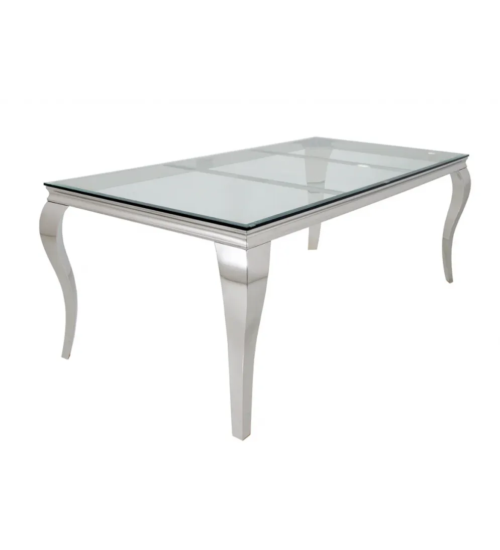 Stół MODERN BAROCK BARRACUDA 200 cm chromowany szklany blat BEZ blatu tekowego