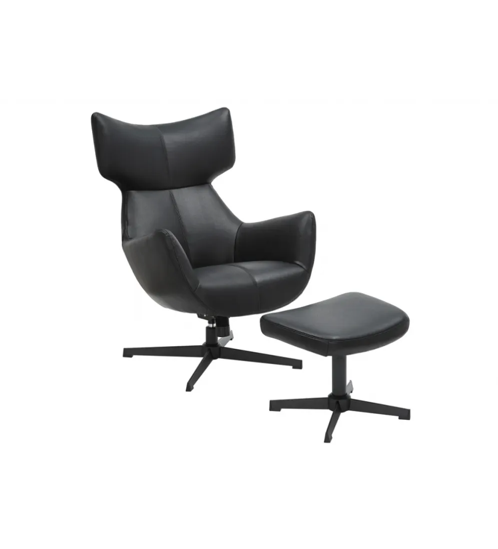 Stołek obrotowy VOGUE 45 cm skórzany czarny