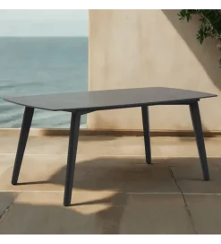 Stół ogrodowy PORCELAN 180 cm blat porcelanowy antracytowy