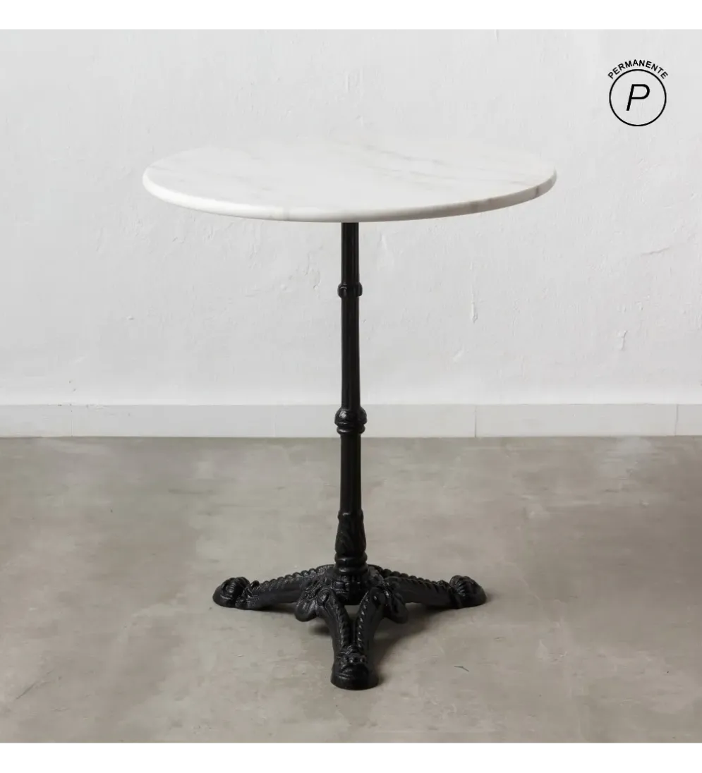 Stół okrągły AUESON 60 cm czarny blat w optyce marmuru