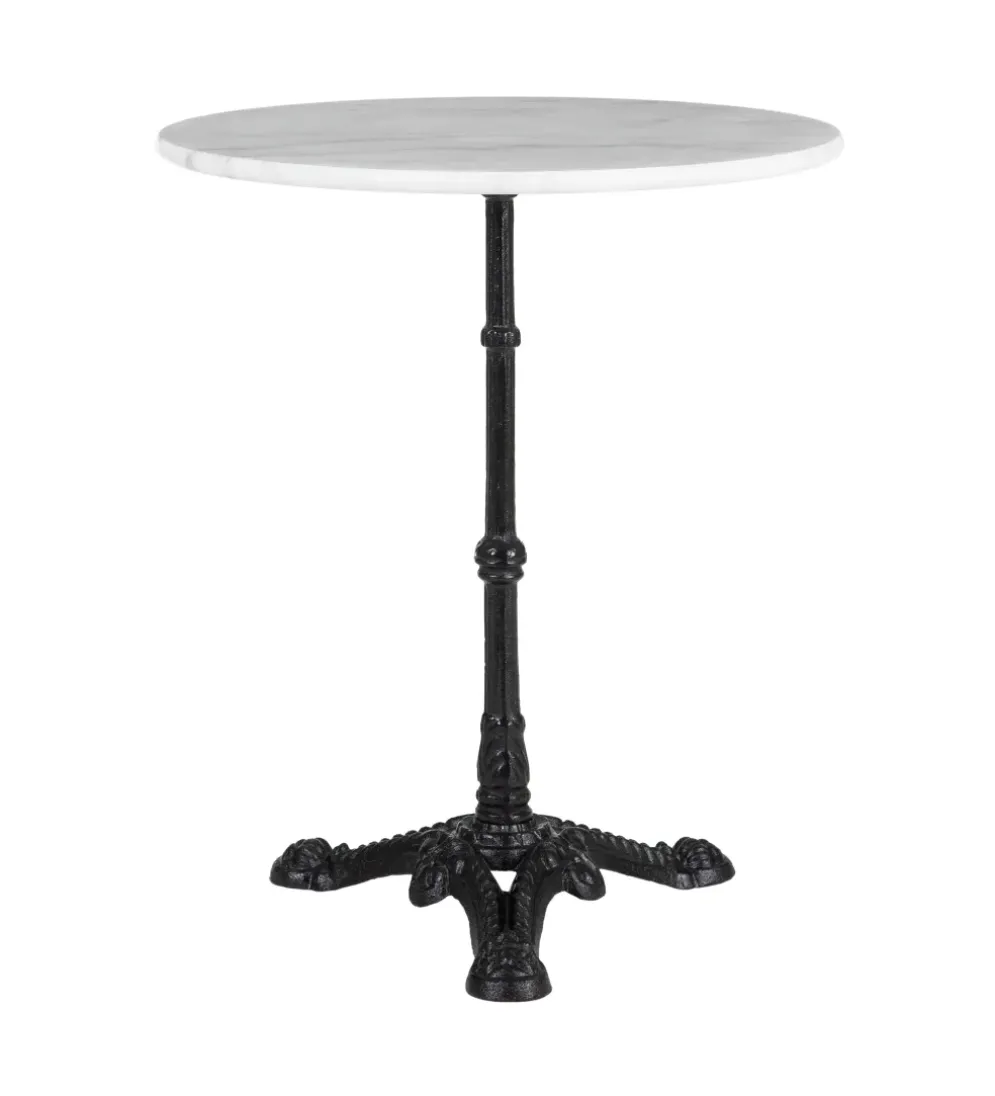 Stół okrągły AUESON 60 cm czarny blat w optyce marmuru