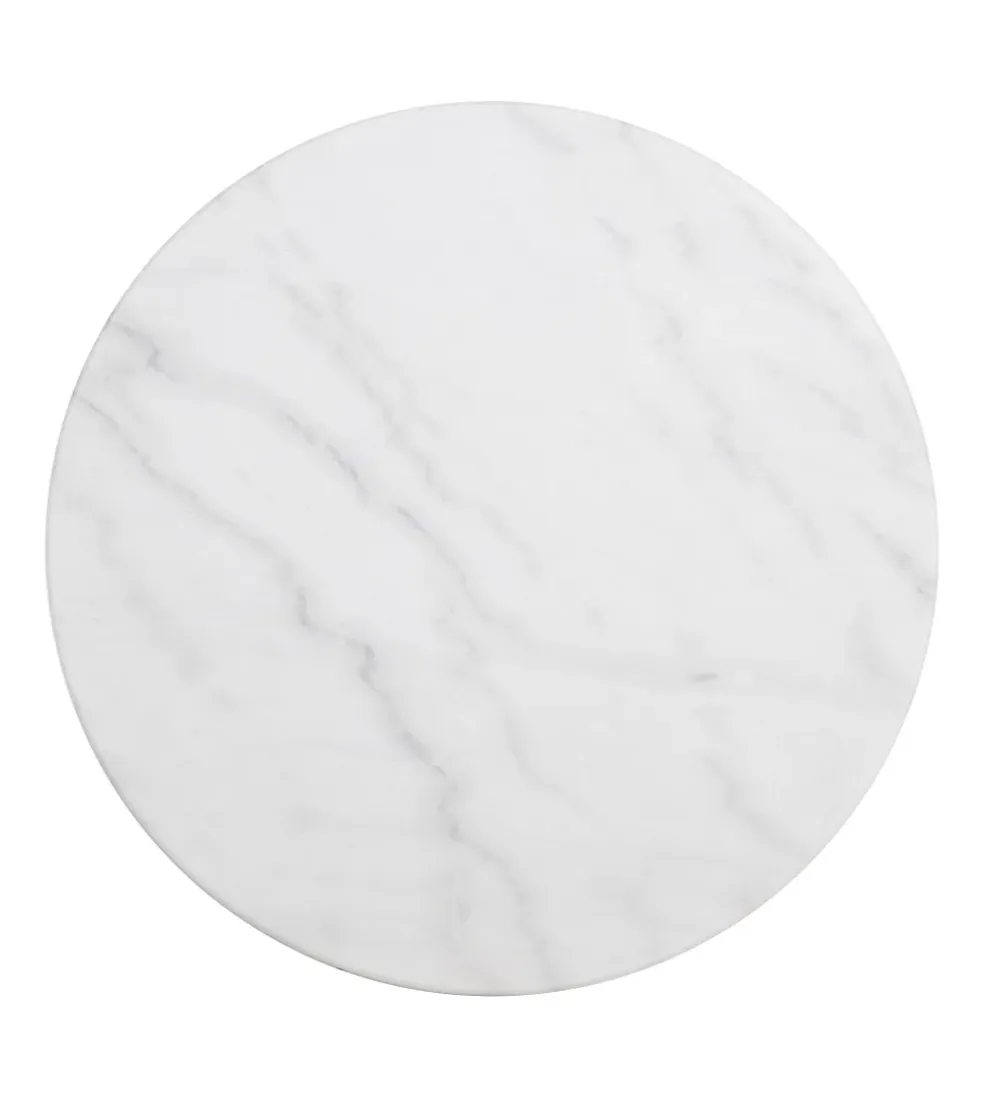 Stół okrągły AUESON 60 cm czarny blat w optyce marmuru