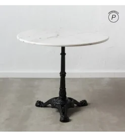 Stół okrągły AUESON 80 cm czarny blat w optyce marmuru