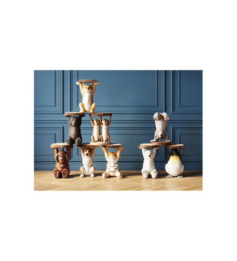 Stolik kawowy ANIMAL MEERKAT SISTERS 33 cm brązowy