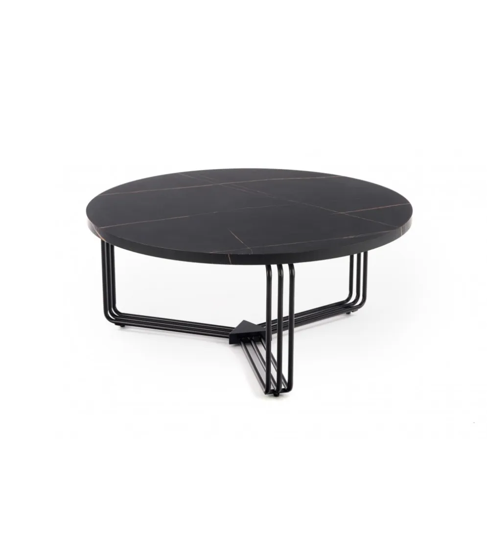 Stolik kawowy ANTICA 80 cm w optyce czarnego marmuru