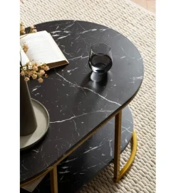 Stolik kawowy ARTIM 100 cm w optyce czarnego marmuru