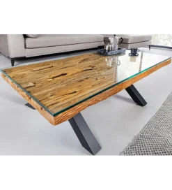 Stolik kawowy BARRACUDA110 cm drewno teak bez szkła