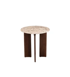 Stolik kawowy boczny MATHILDE 50 cm w optyce marmuru