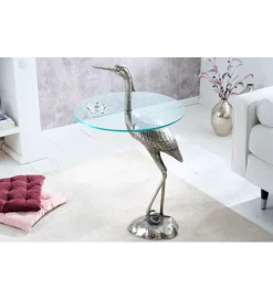 Stolik kawowy boczny WILDLIFE HERON 90 cm srebrny