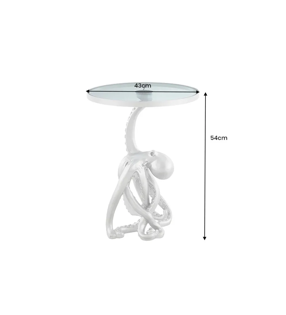 Stolik kawowy boczny WILDLIFE OCTOPUS 55 cm srebrny