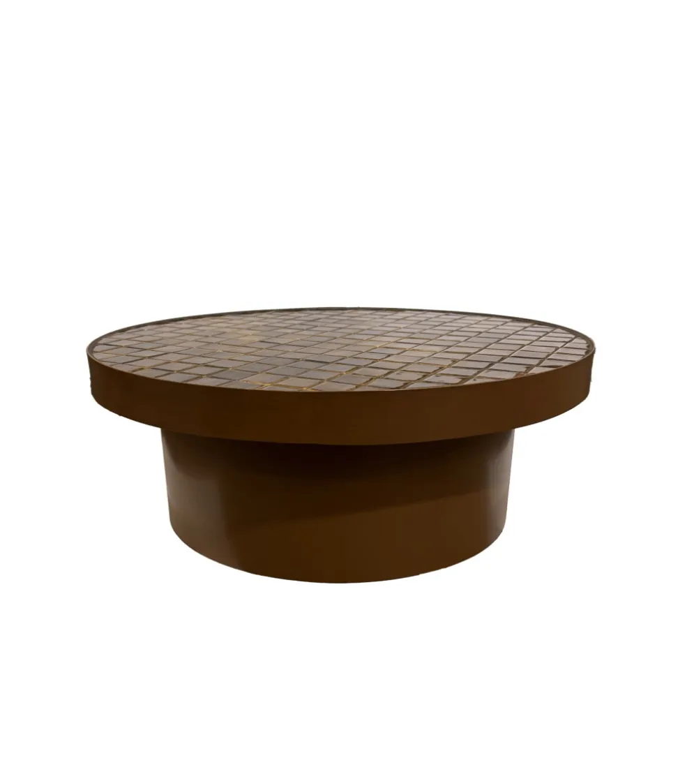 Stolik kawowy BRIX TYLO 80 cm brązowy ceramika