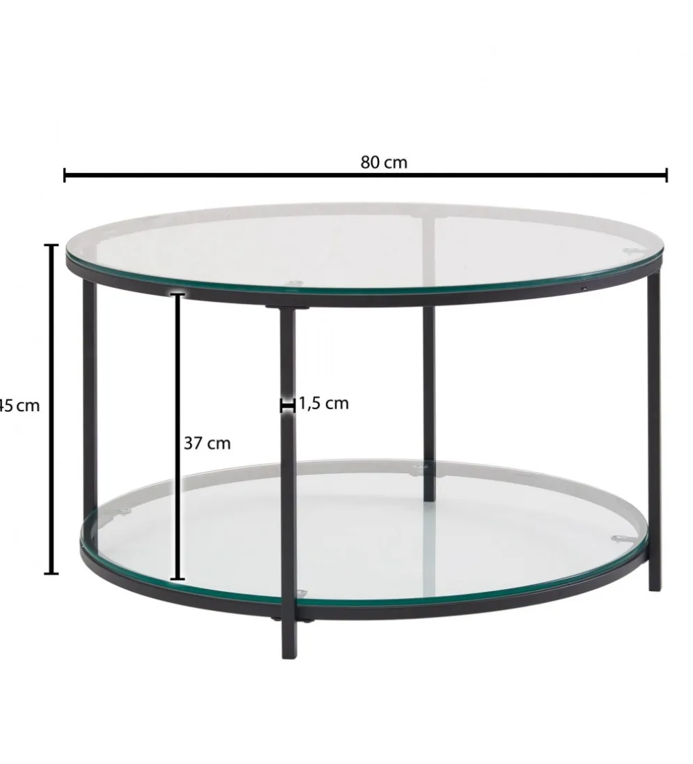 Stolik kawowy CALVIA 80 cm transparentny