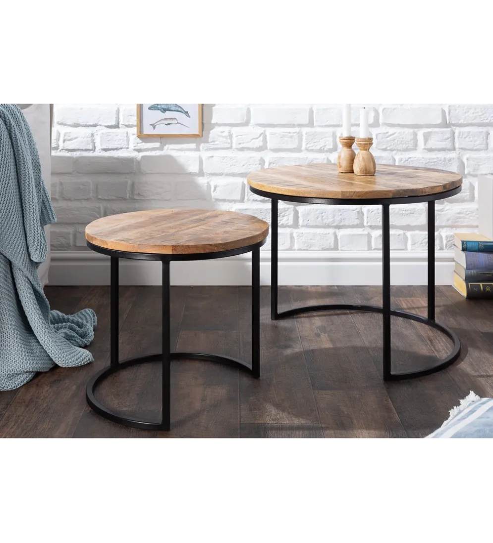 Stolik kawowy CRAFT Elements zestaw 2 naturalny Mango