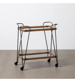 Stolik kawowy DEST 62 cm drewno kauczuk na kółkach