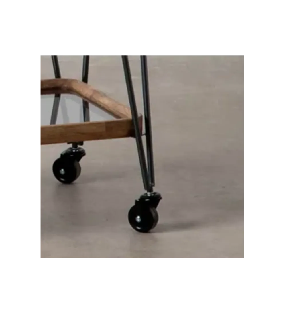 Stolik kawowy DEST 50 cm drewno kauczuk na kółkach