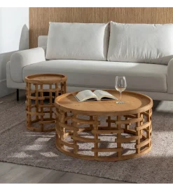 Stolik kawowy EMANEL 80 cm drewno jodła