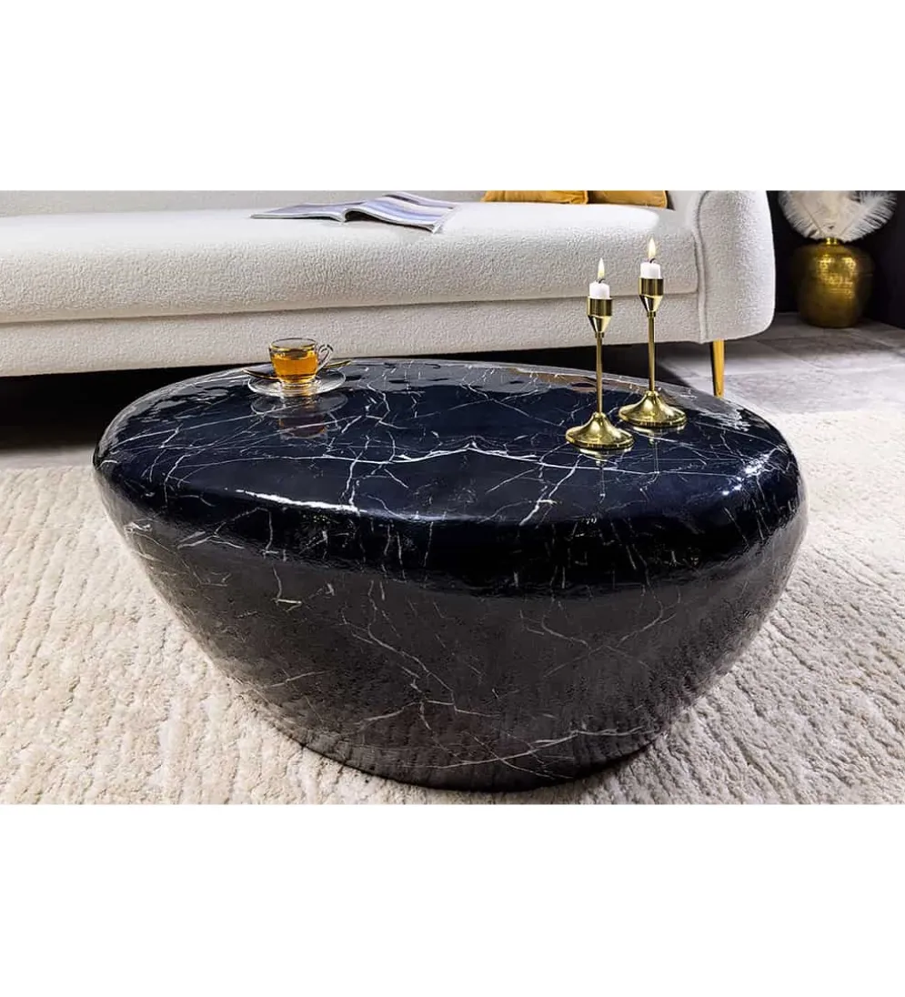 Stolik kawowy EROCK 75 cm w optyce czarnego marmuru