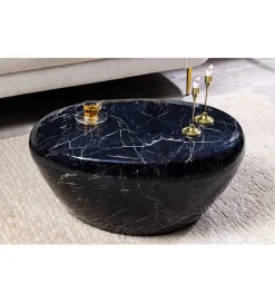 Stolik kawowy EROCK 75 cm w optyce czarnego marmuru