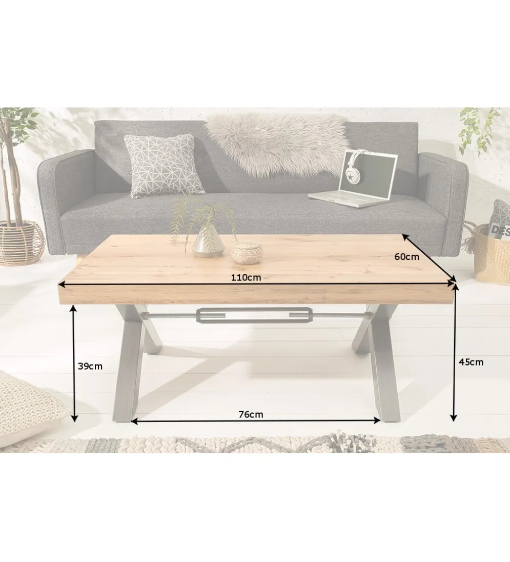 Stolik kawowy FACTORY 110 cm drewno dąb dziki