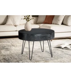 Stolik kawowy GARMAZJA 60 cm drewno mango czarne