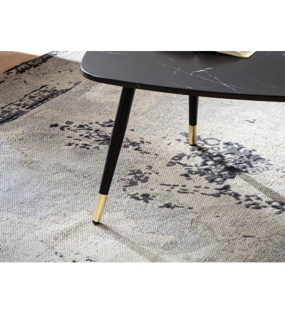 Stolik kawowy GINEVRA 90 cm w optyce czarnego marmuru