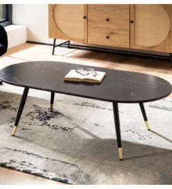 Stolik kawowy GINEVRA 120 cm w optyce czarnego marmuru