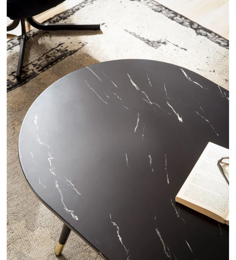 Stolik kawowy GINEVRA 120 cm w optyce czarnego marmuru