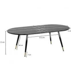 Stolik kawowy GINEVRA 120 cm w optyce czarnego marmuru