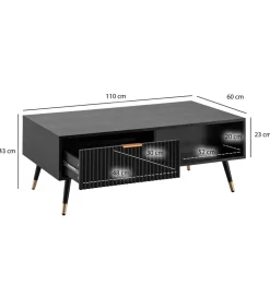Stolik kawowy GLIMER 110 cm czarny