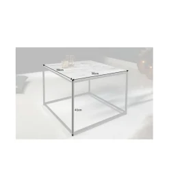Stolik Kawowy GORAN 50 Cm Marmur biały