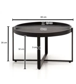 Stolik kawowy HARMI 60 cm drewno mango czarny