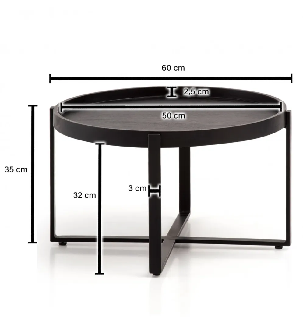 Stolik kawowy HARMI 60 cm drewno mango czarny