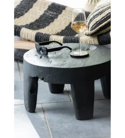 Stolik kawowy HERAS set 2 drewno teak czarny
