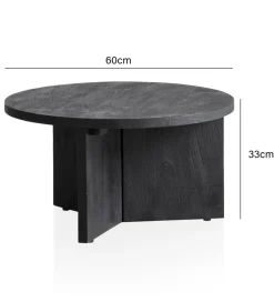 Stolik kawowy HINO 60 cm drewno mango czarny