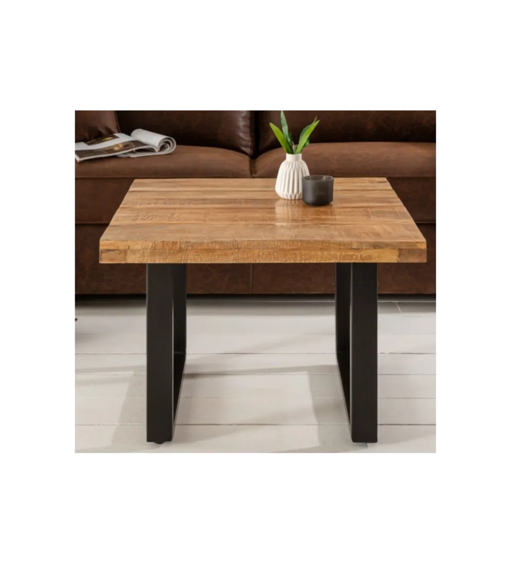 Stolik kawowy Iron Craft 60 cm drewno mango