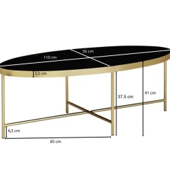 Stolik kawowy IVARS 110 cm czarno złoty