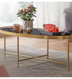 Stolik kawowy IVARS 110 cm czarno złoty